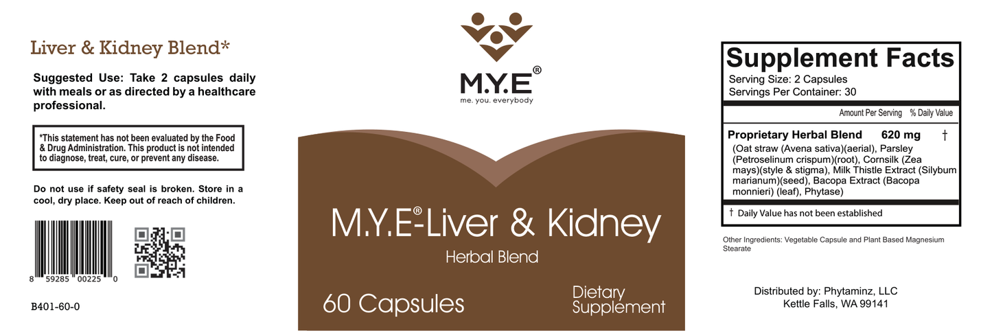 M.Y.E® Liver Kidney - Dual Action Herbal Support for Natural Filtration and Balance