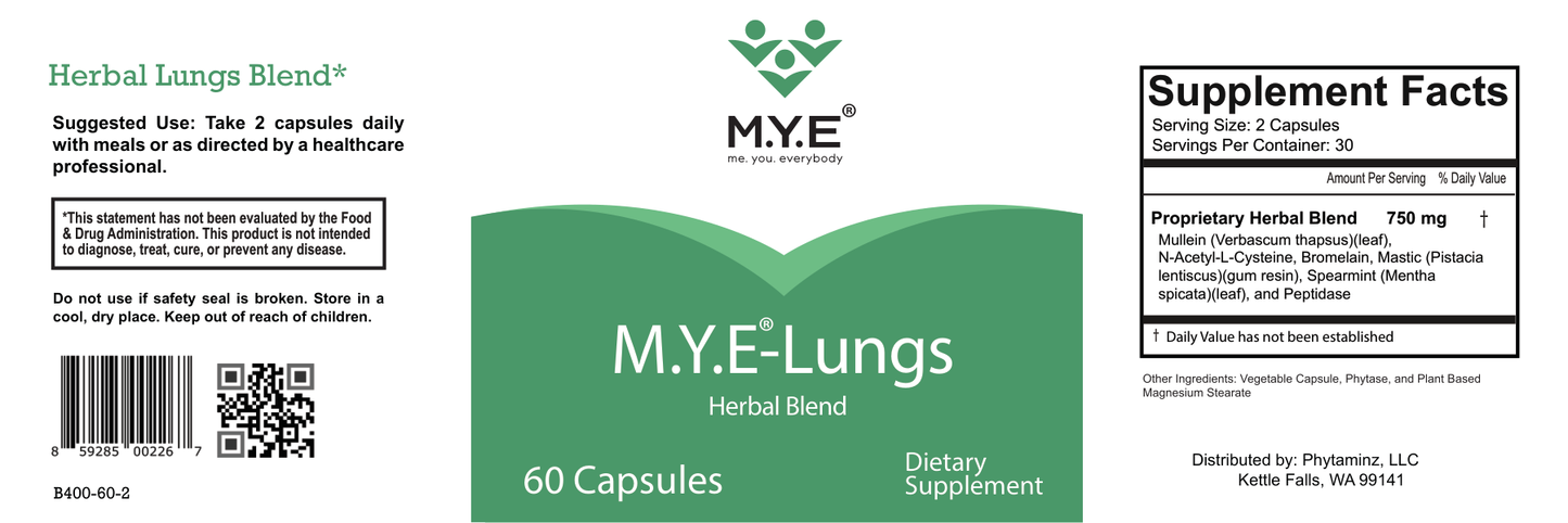 M.Y.E®-Lungs - Herbal Lung Support with Mullein Leaf and NAC